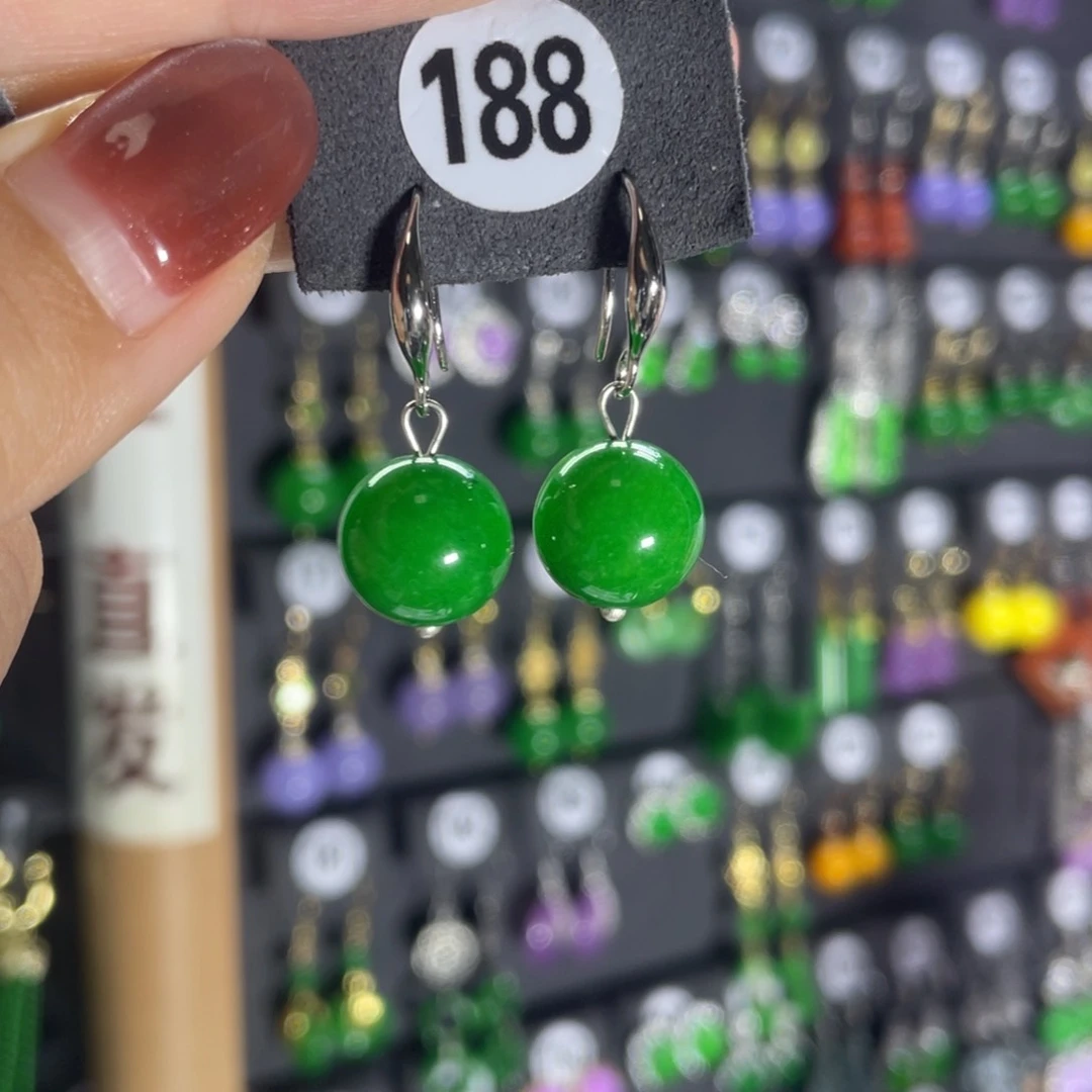 银S925镶嵌翡翠耳饰188