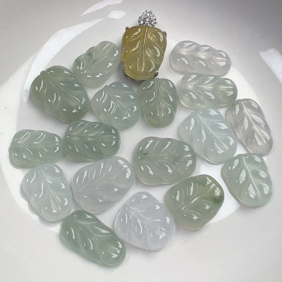 翡翠散珠翡翠迷你叶子一个可挑
