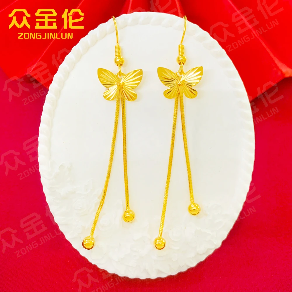 铜合金耳饰 潮流经典款【蝴蝶流苏珠珠耳钩】