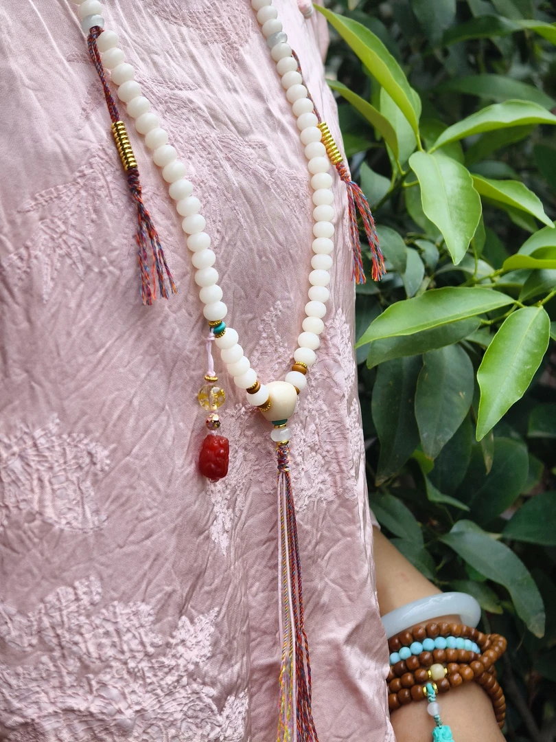 新中式国风108颗菩提招财进宝串珠流苏项链