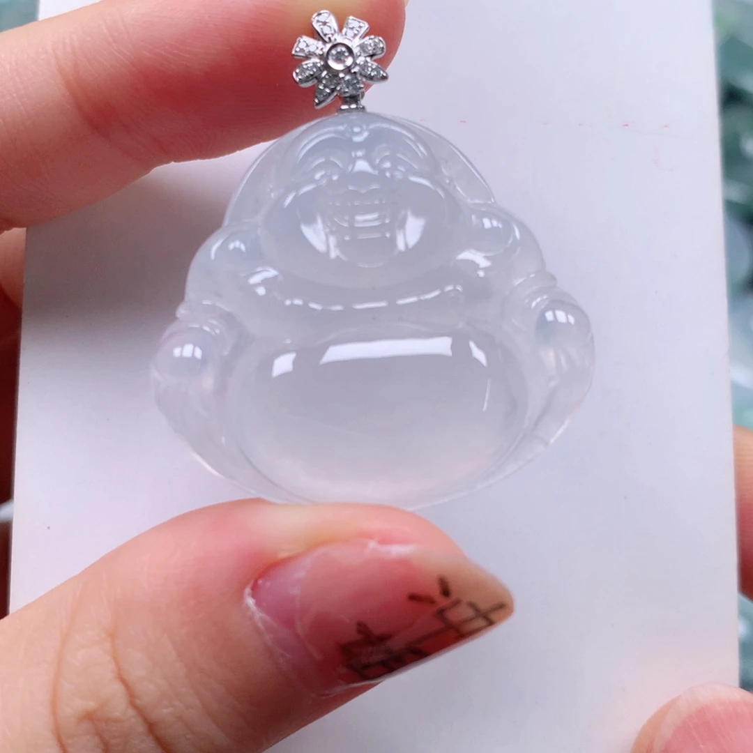 翡翠18K金镶嵌颈饰天然翡翠