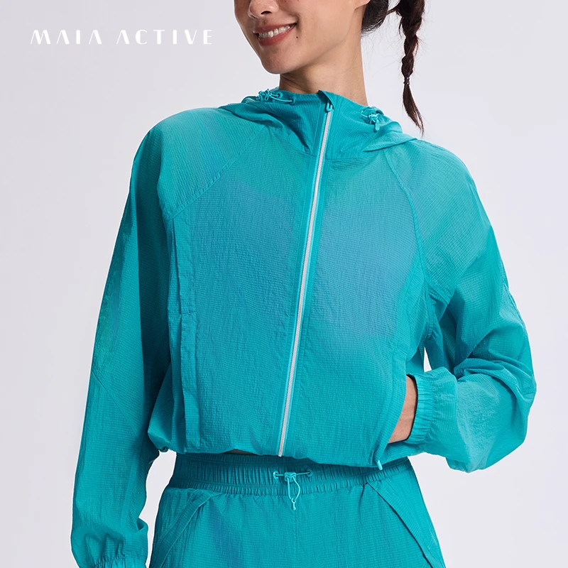 4月新品-轻盈夹克休闲肌理瑜伽外套连帽拉链宽松上衣 MAIA 52JK07