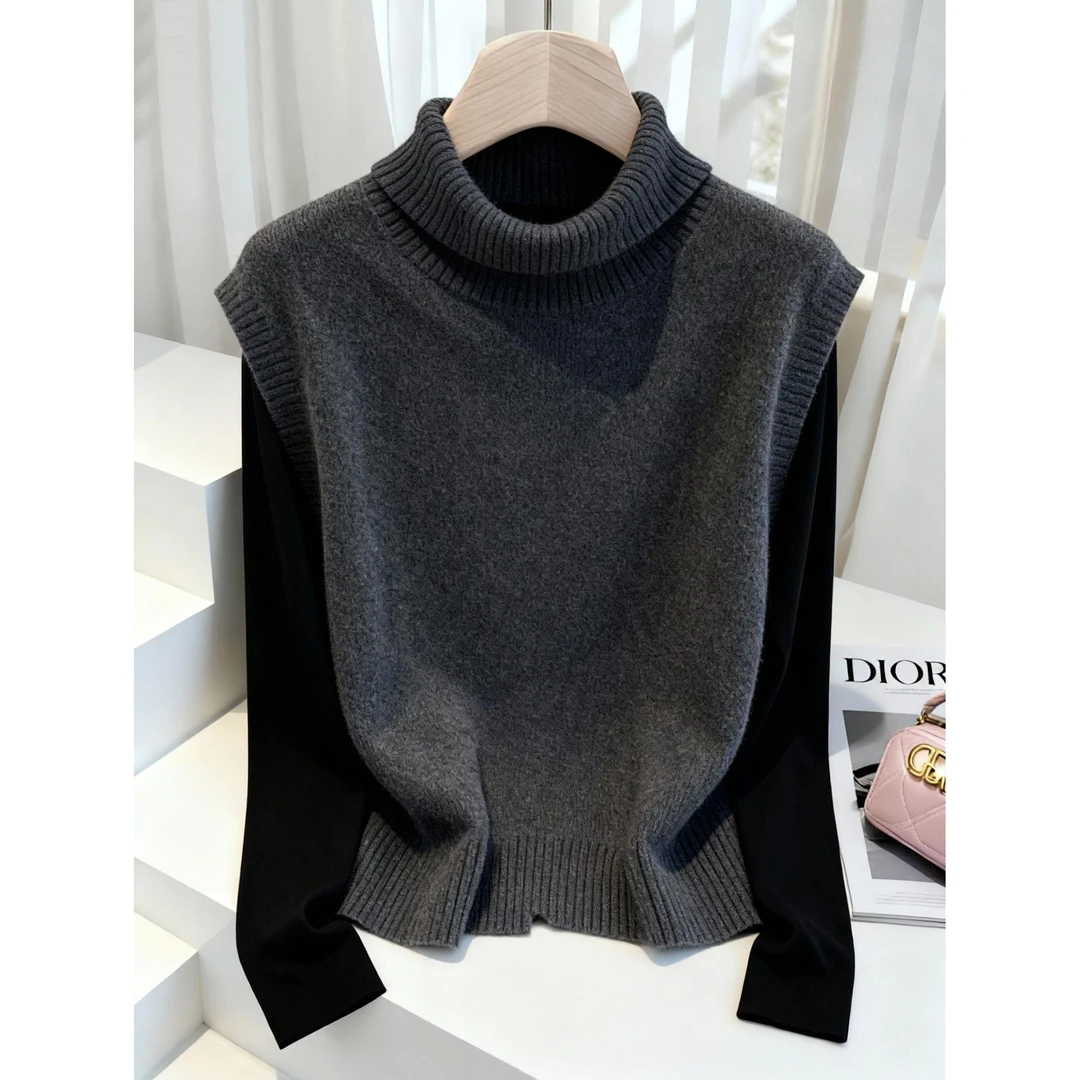 2025秋冬季新款痞帅炸街风女装高级感显瘦马甲打底衫两件套装爆款