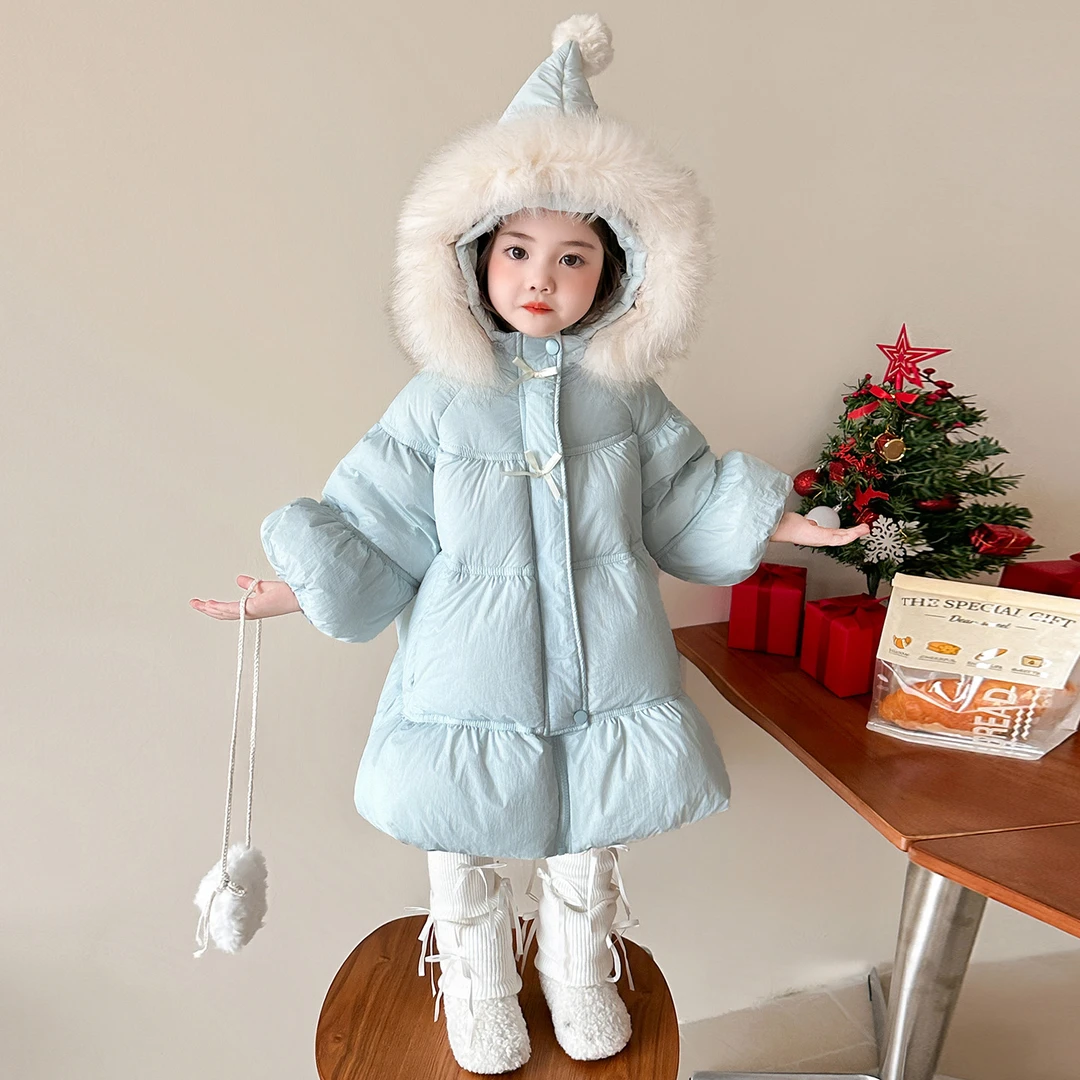 女童加绒棉衣冬季2025新款儿童韩版洋气加厚保暖时尚冬装连帽外套