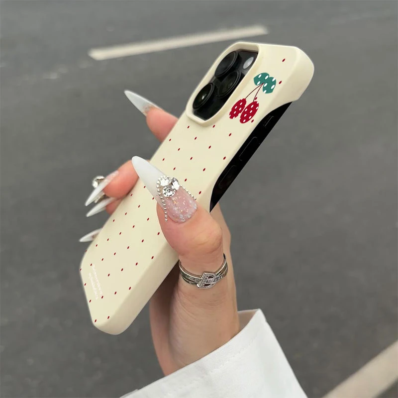 波点樱桃半包款软壳适用苹果16/15promax手机壳iphone14/12/11/13