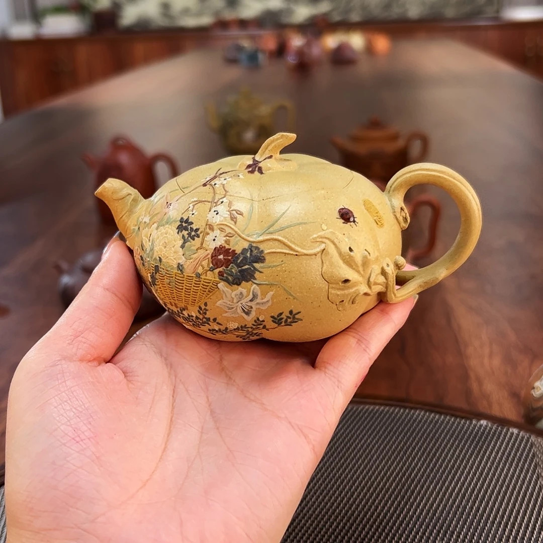 雪***下紫砂茶壶一蓝花南瓜