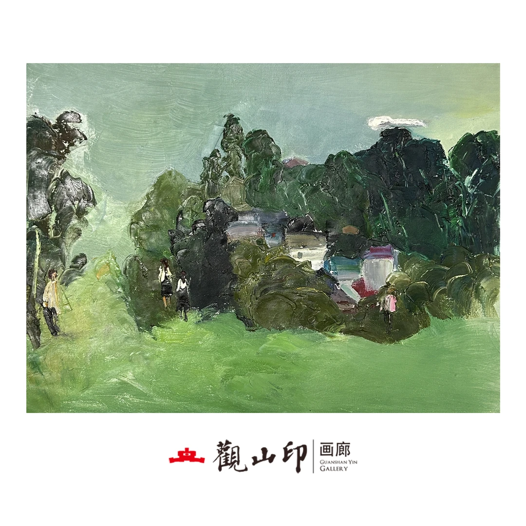 L原创手绘风景油画45x59cm丛林作品1221