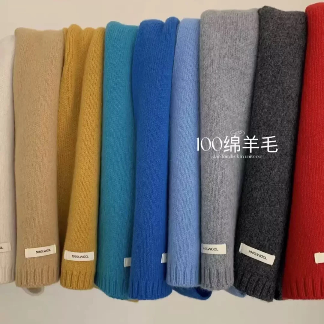 纯围巾冬季女秋冬加厚保暖纯色百搭韩版针织围脖情侣款时尚简约