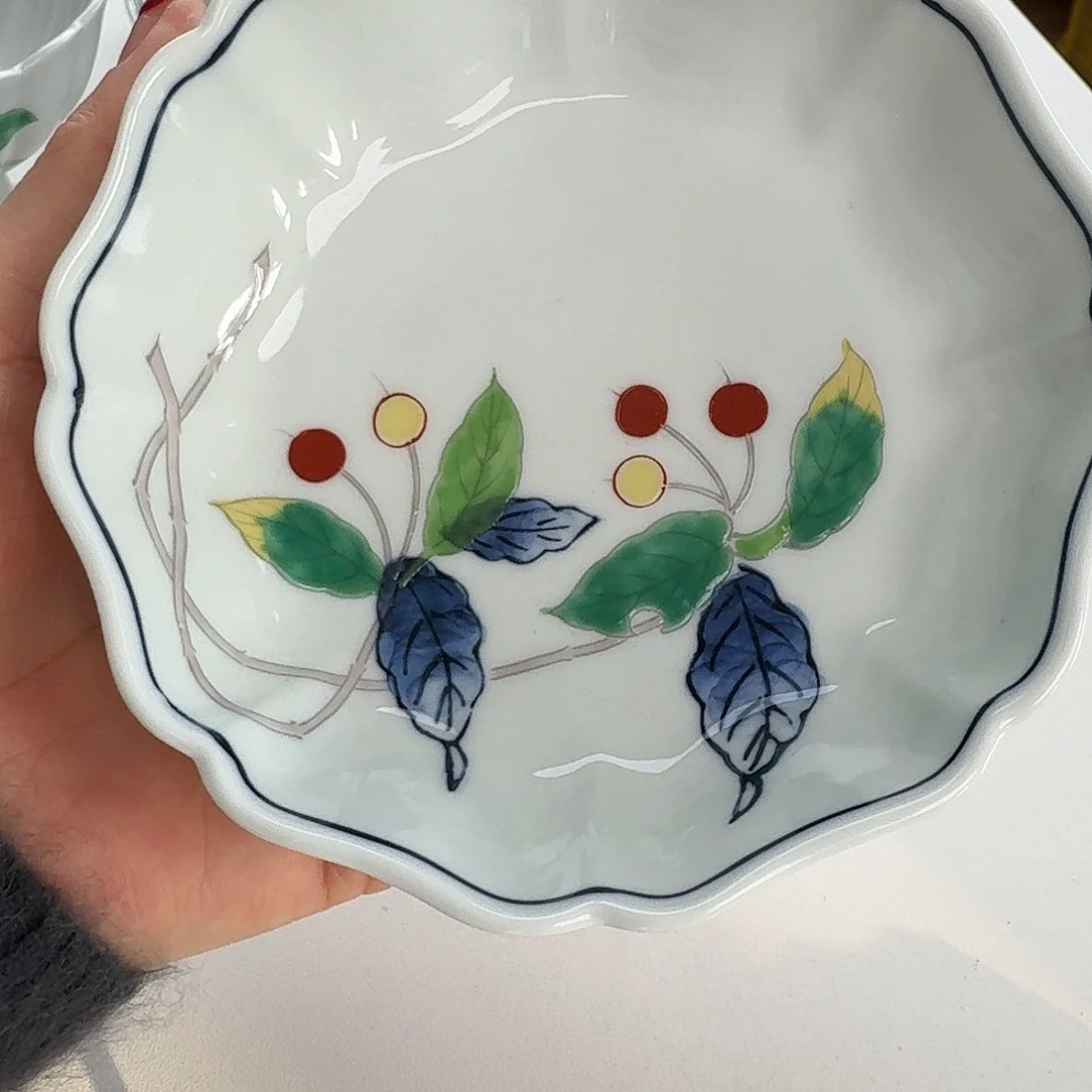 瓷片德七窑手绘果实12.5钵