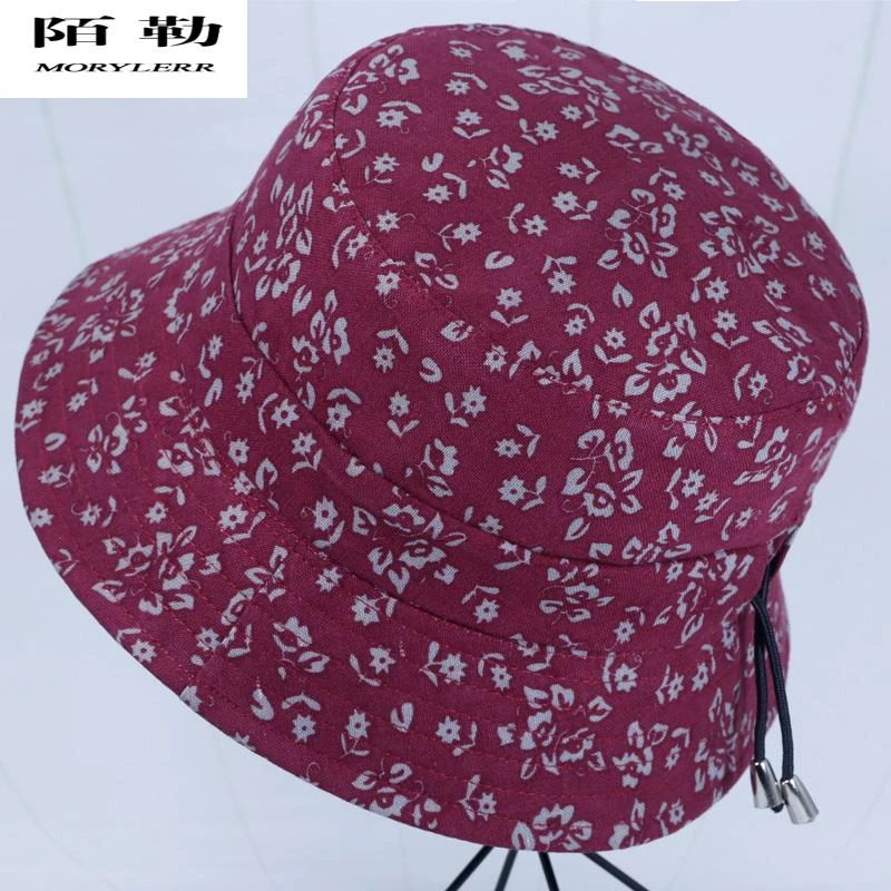 陌勒中老年人帽子女春秋老太太盆帽渔夫帽老人布帽女士小熊护耳帽