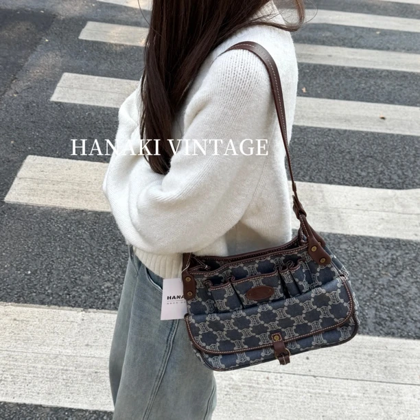 95新 Celine/思琳 花绮中古/Celine小画家牛仔单肩斜挎包