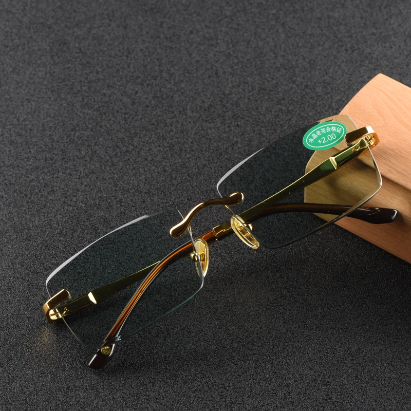 伯越切边无框绿水晶抗疲劳男女同款护目老花镜9001