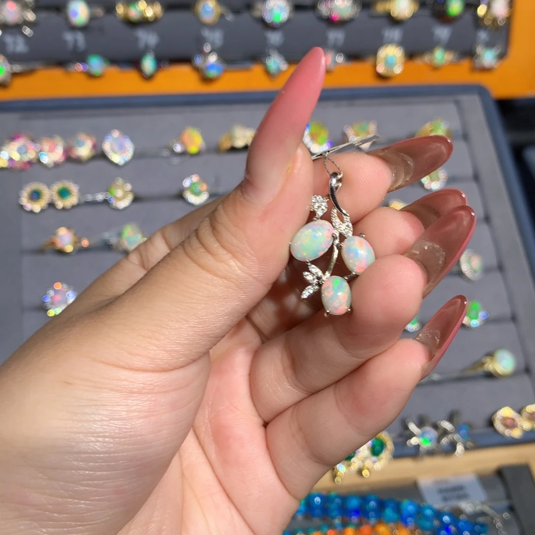 银S925镶嵌欧泊 欧泊吊坠l