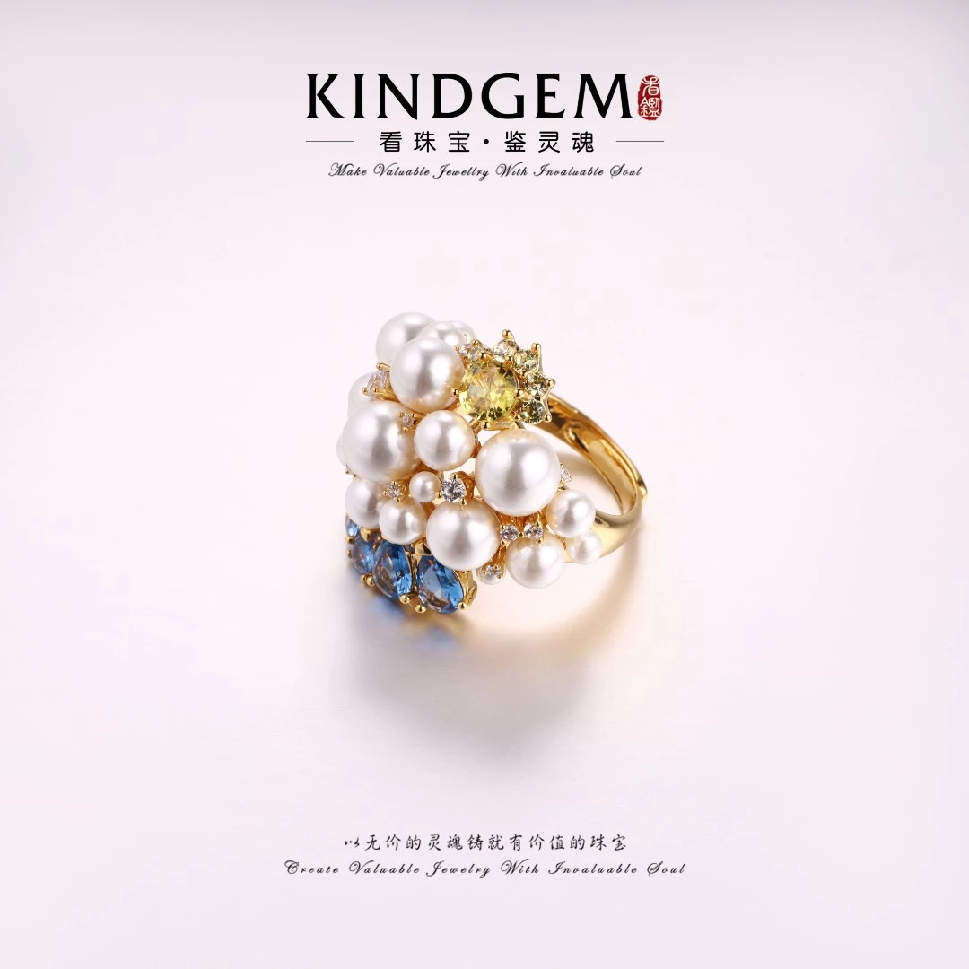 铜合金仿珍珠戒指 时尚气质个性轻奢百搭简约开口戒指 C-32804