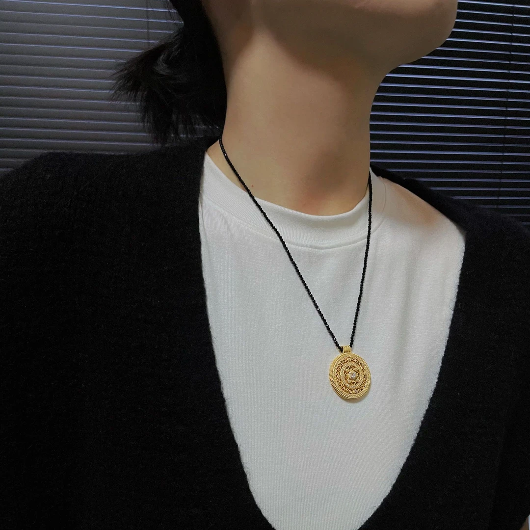 合金莫桑石项链 LEEONE【圆满】时尚轻奢古法八宝罗盘复古百搭A132