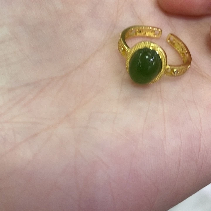 和田玉（碧玉）银S925镶嵌戒指