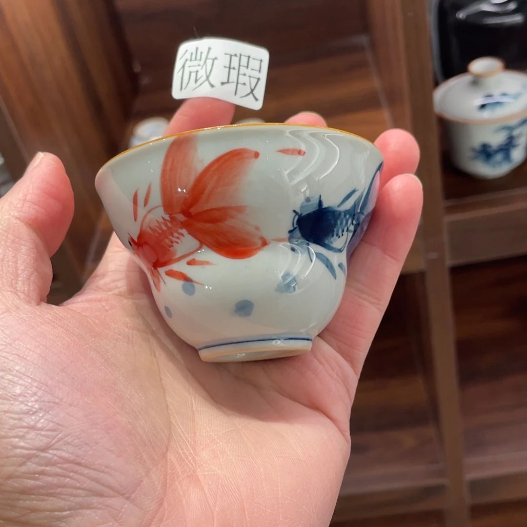 釉下手绘茶具微瑕