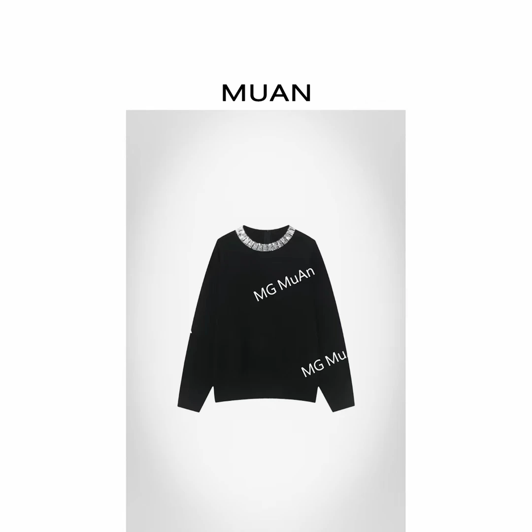 木岸MUAN：《亮片毛衣》定制宽松高级480克圆领针织上衣女DG3-061