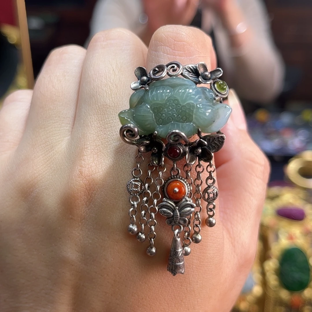 翡翠银S925镶嵌戒指