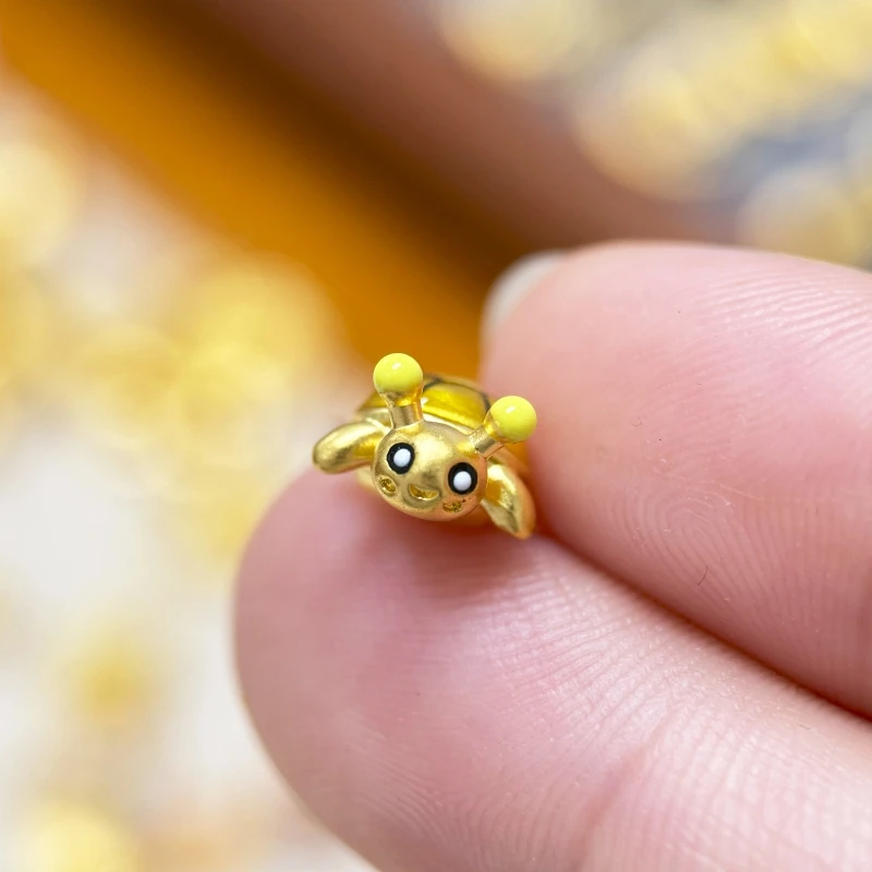 【金哆哆】足金999小龟蜜小乌龟黄金手绳手串配件送礼物烤漆