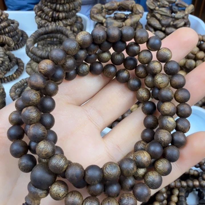 沉香手串沉香绿奇楠圆珠卡七多圈多样性发其一