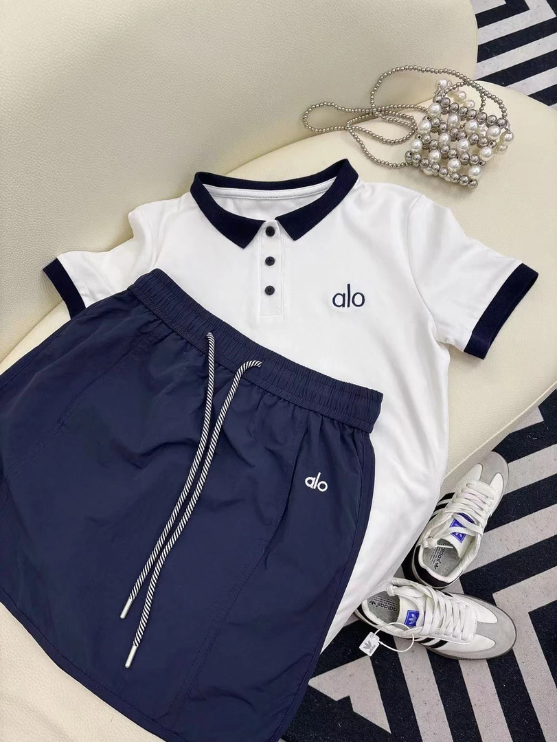 2025夏款a1o 高腰百搭半身裙套装潮流短裙绑带高品质A字裙拼接