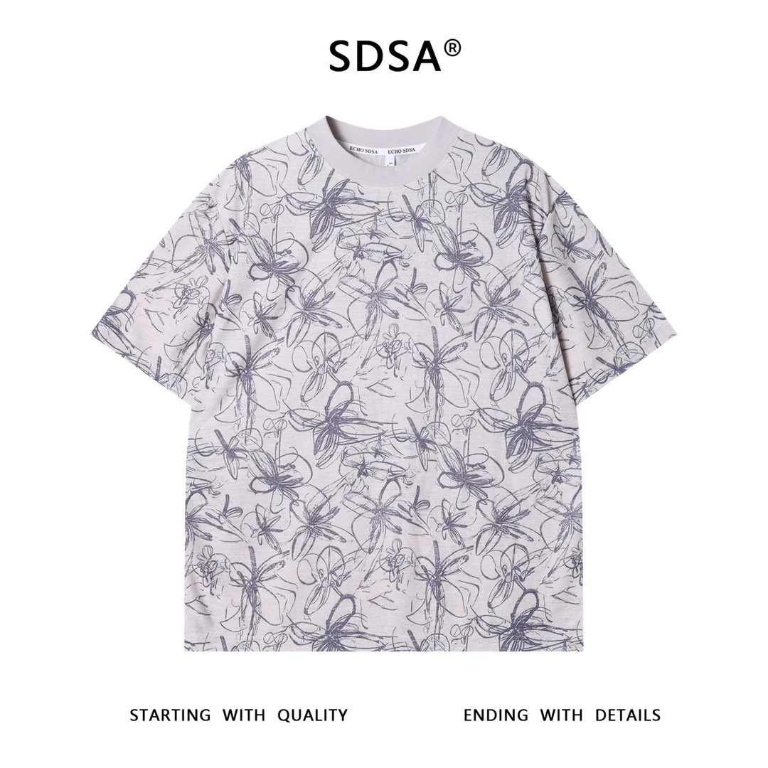 夏季高级感新款韩版撞色抽象线条圆领短袖T恤百搭时尚休闲上衣