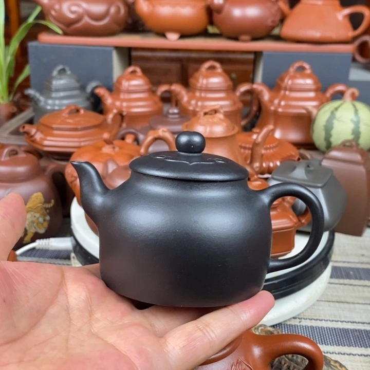 茶壶紫砂小如意220CC原矿老紫泥捂灰工艺