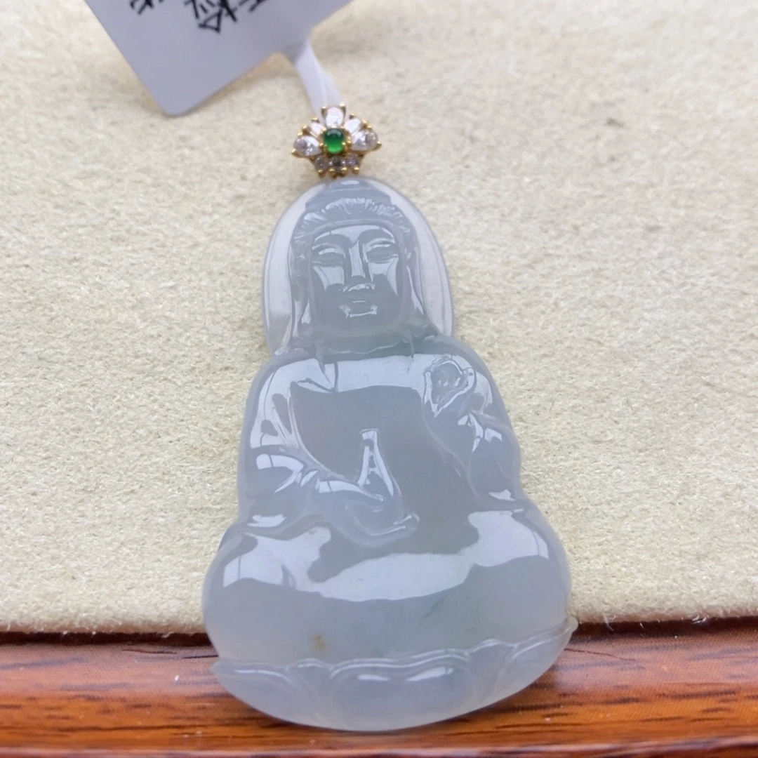 翡翠18K金镶嵌颈饰吊坠54