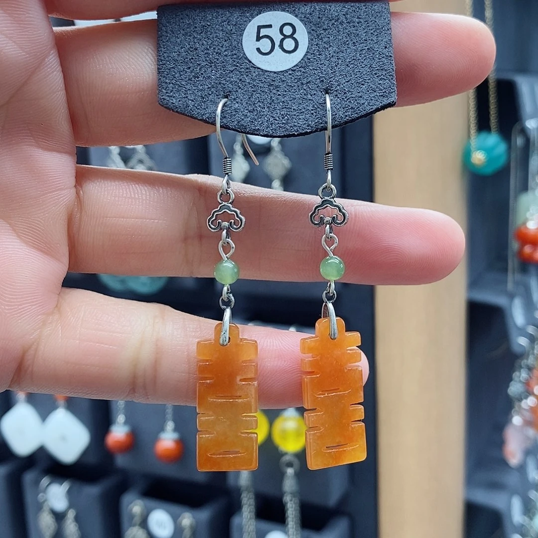 翡翠银S925镶嵌耳饰海*韵