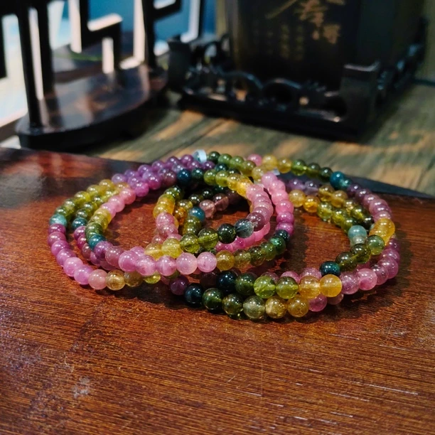 【书记甄选】天然碧玺三圈手链 多样式发一件 约5mm  043CK