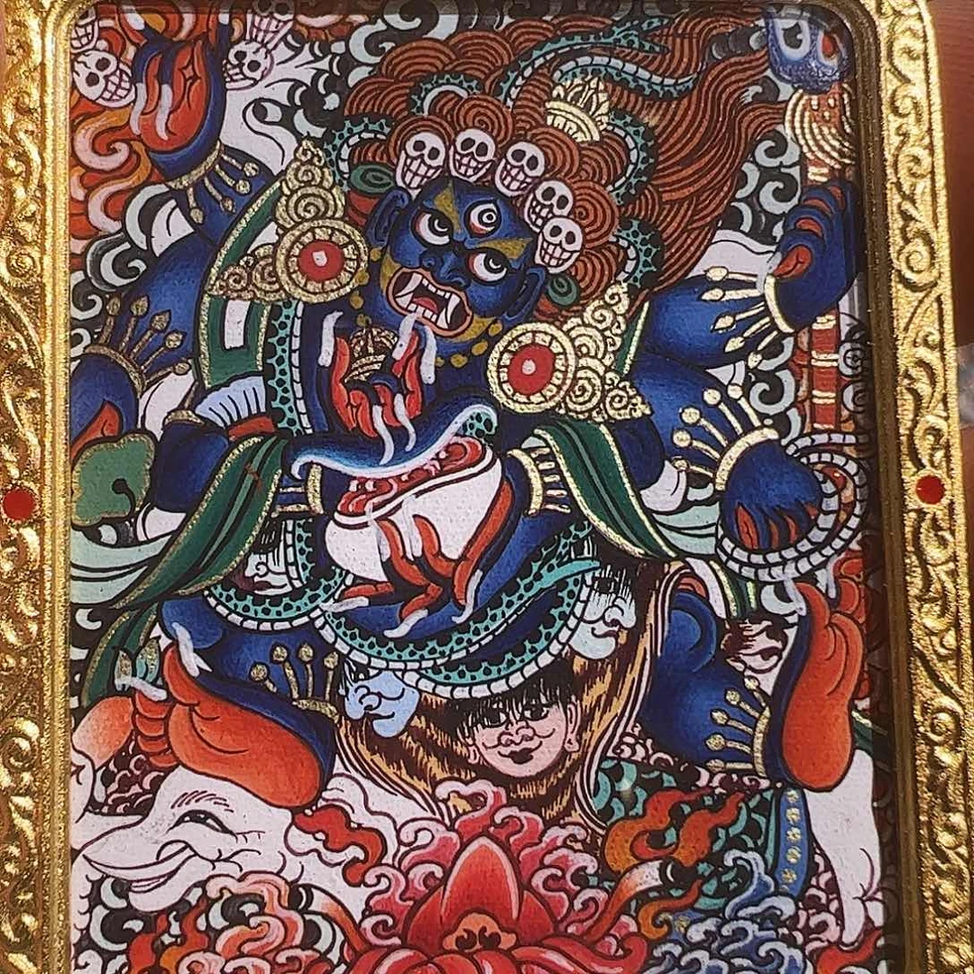 吊坠热贡手绘六臂大黑天