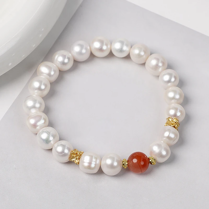 气质款淡水珍珠搭南红玛瑙单圈手链时尚轻奢多样性发一-9154