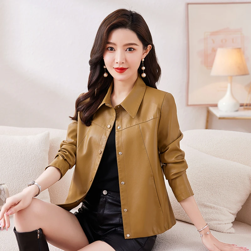 （2025海宁专属绵羊皮皮衣女）芳真皮时尚修身新款显瘦女神气质外套