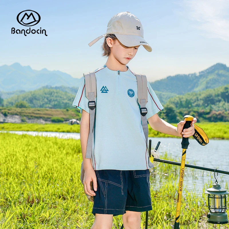 BANDOCIN/半度闲男童夏季运动篮球速干衣轻薄透气凉感短袖圆领T恤