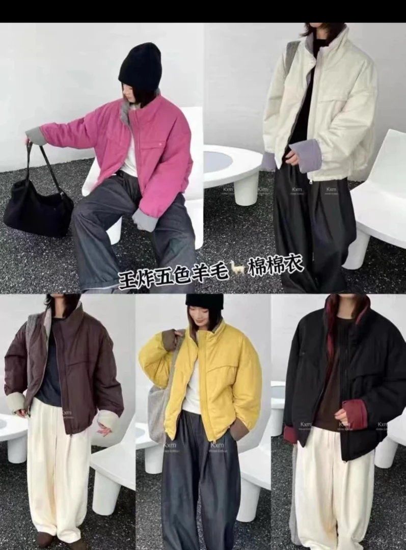 果果家新款拼接薄款棉袄