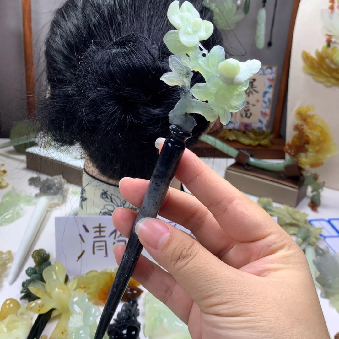 蛇纹石玉未镶嵌发饰