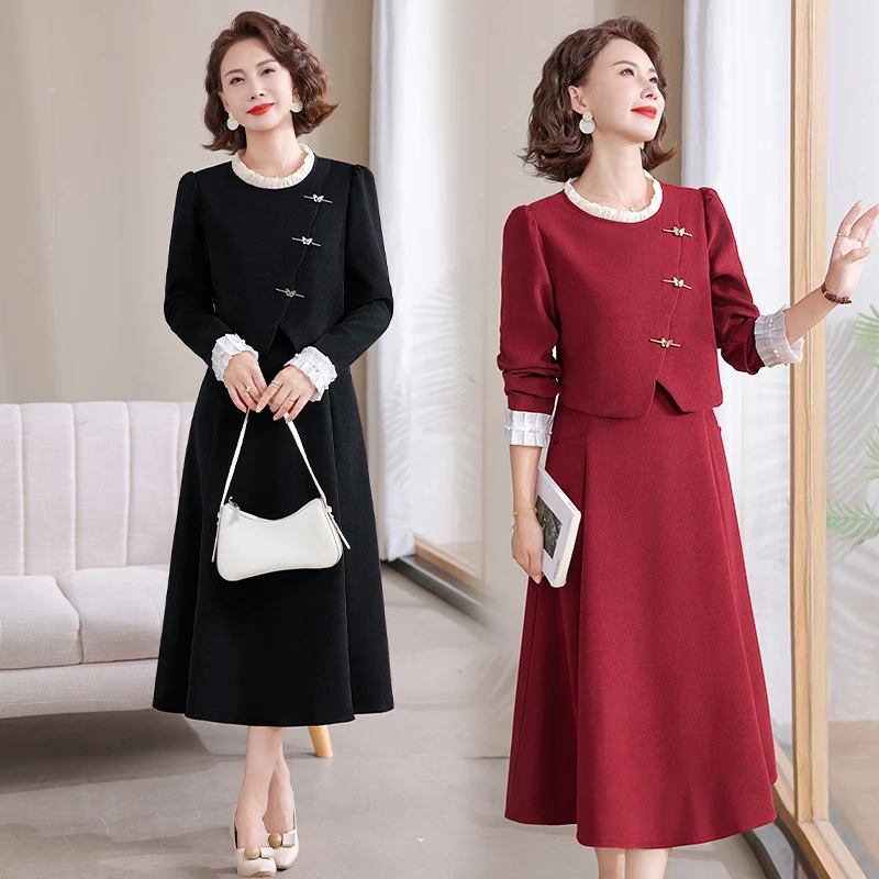 妈妈装喜婆婆婚宴连衣裙2025新款中老年女装时尚洋气喜妈妈长裙