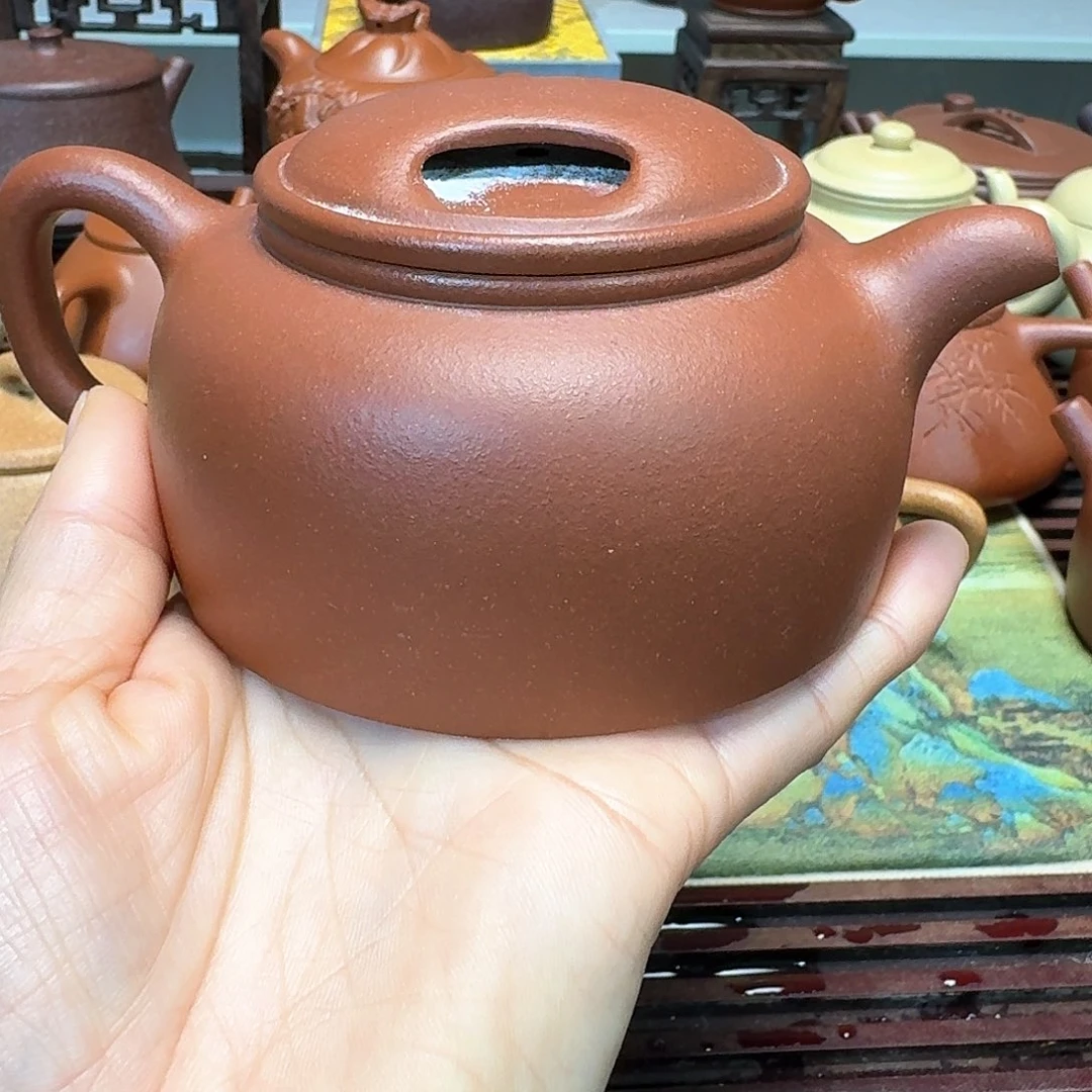 紫砂茶壶红降坡半手工