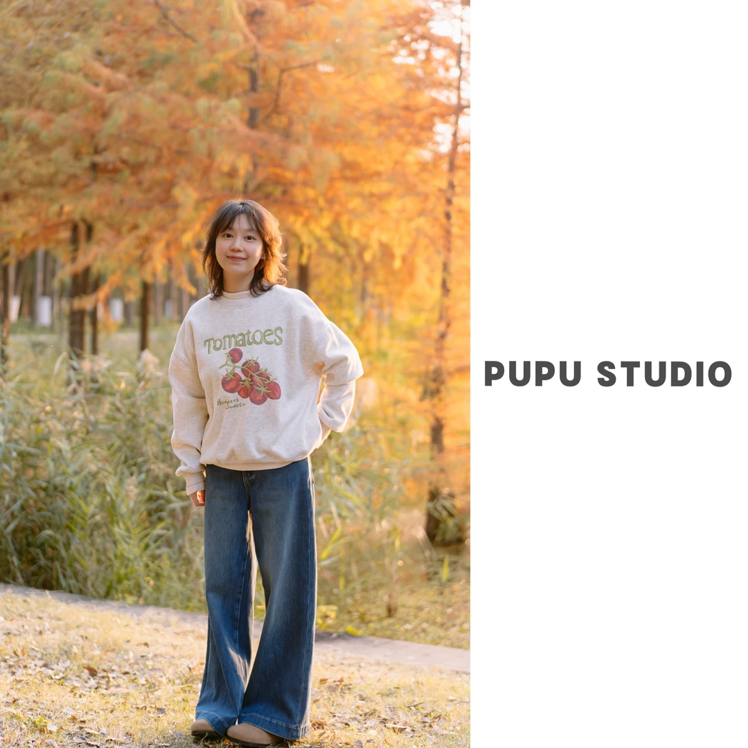 【一串番茄】秋冬刺绣印花圆领加绒卫衣