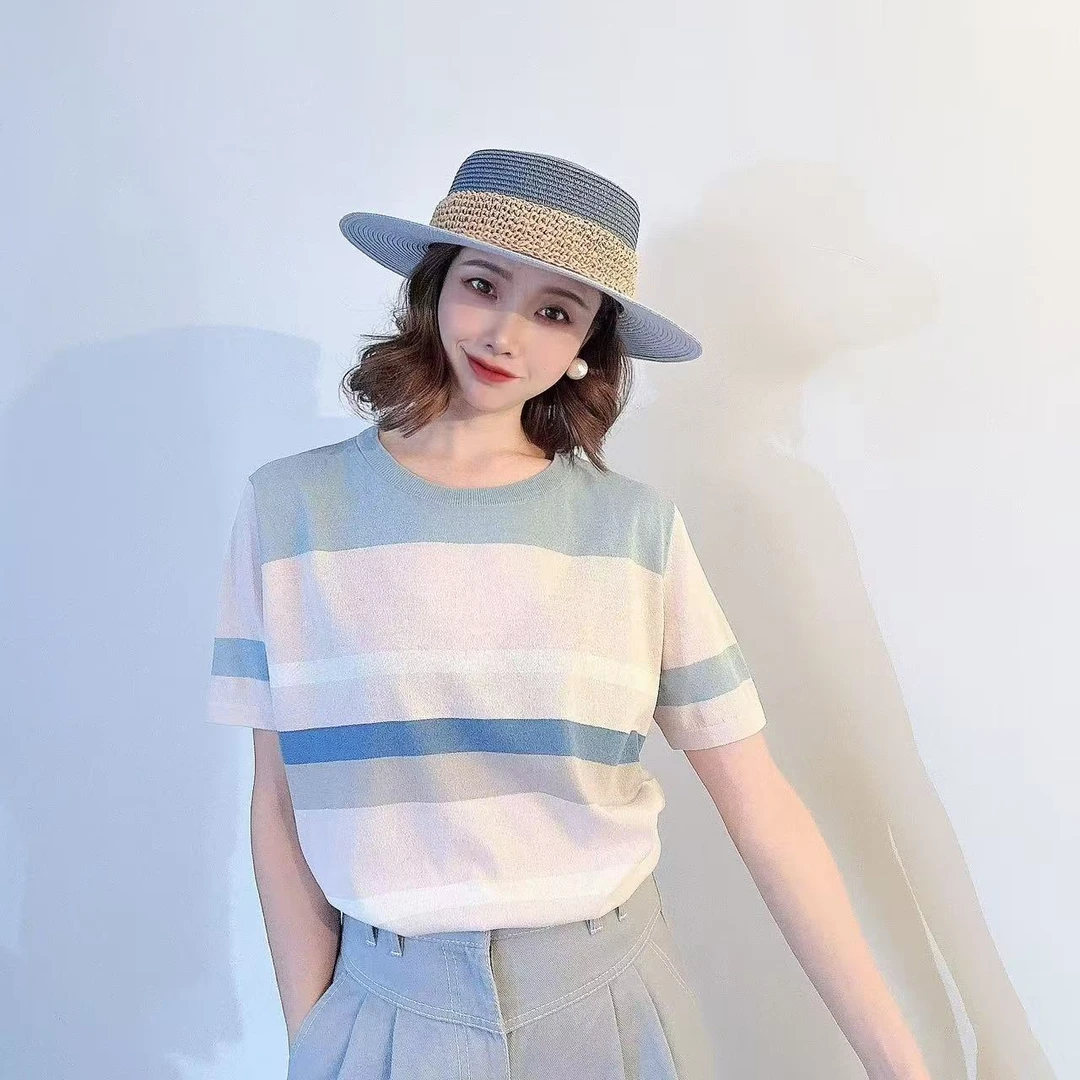 GIRDEAR/哥弟新品夏季百搭显瘦圆领针织衫138011