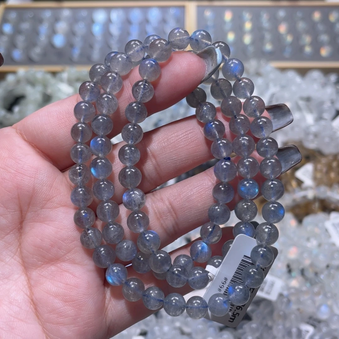 未镶嵌手链长石纯蓝光灰月光手链多圈6mm+捡漏价