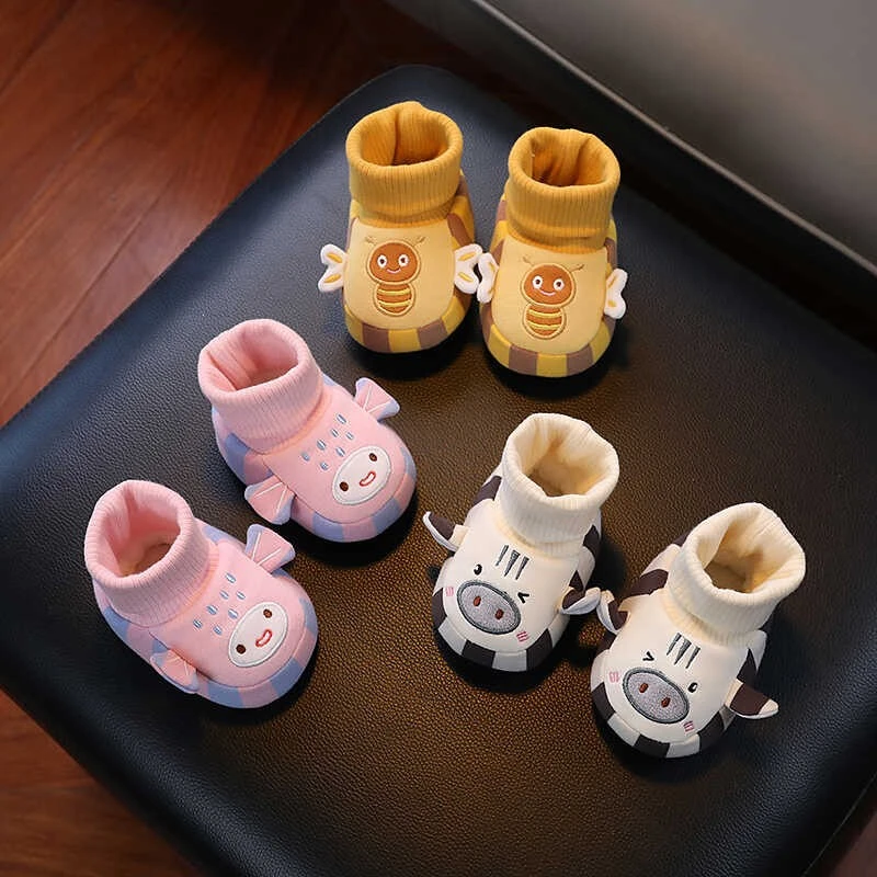 秋冬婴儿鞋子加绒加厚学步鞋保暖防滑棉鞋0-13个月宝宝软底鞋套