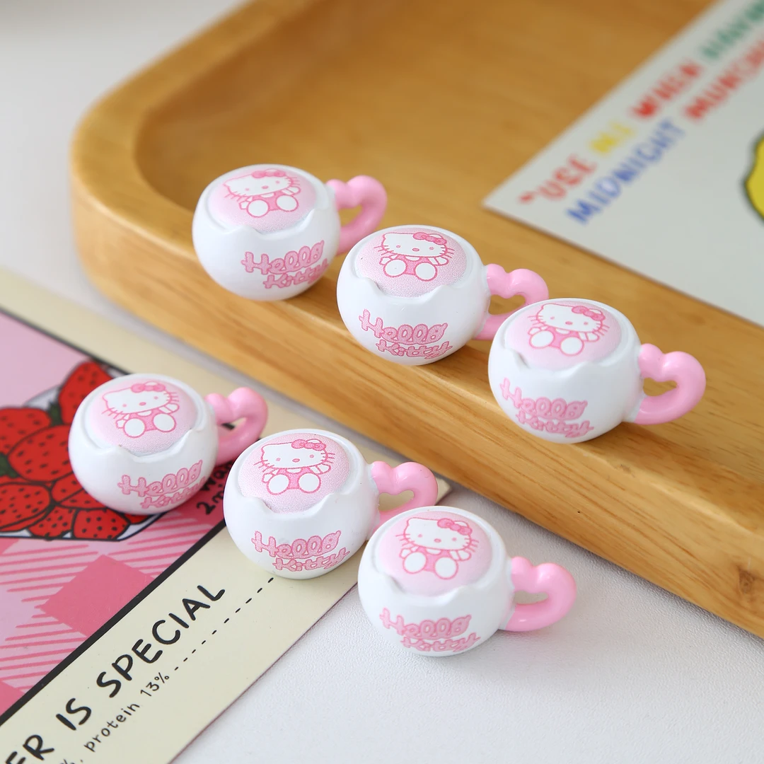 正经定制 粉色hallo kitty爱心奶茶杯 树脂配件 微缩食玩 DIY冰箱