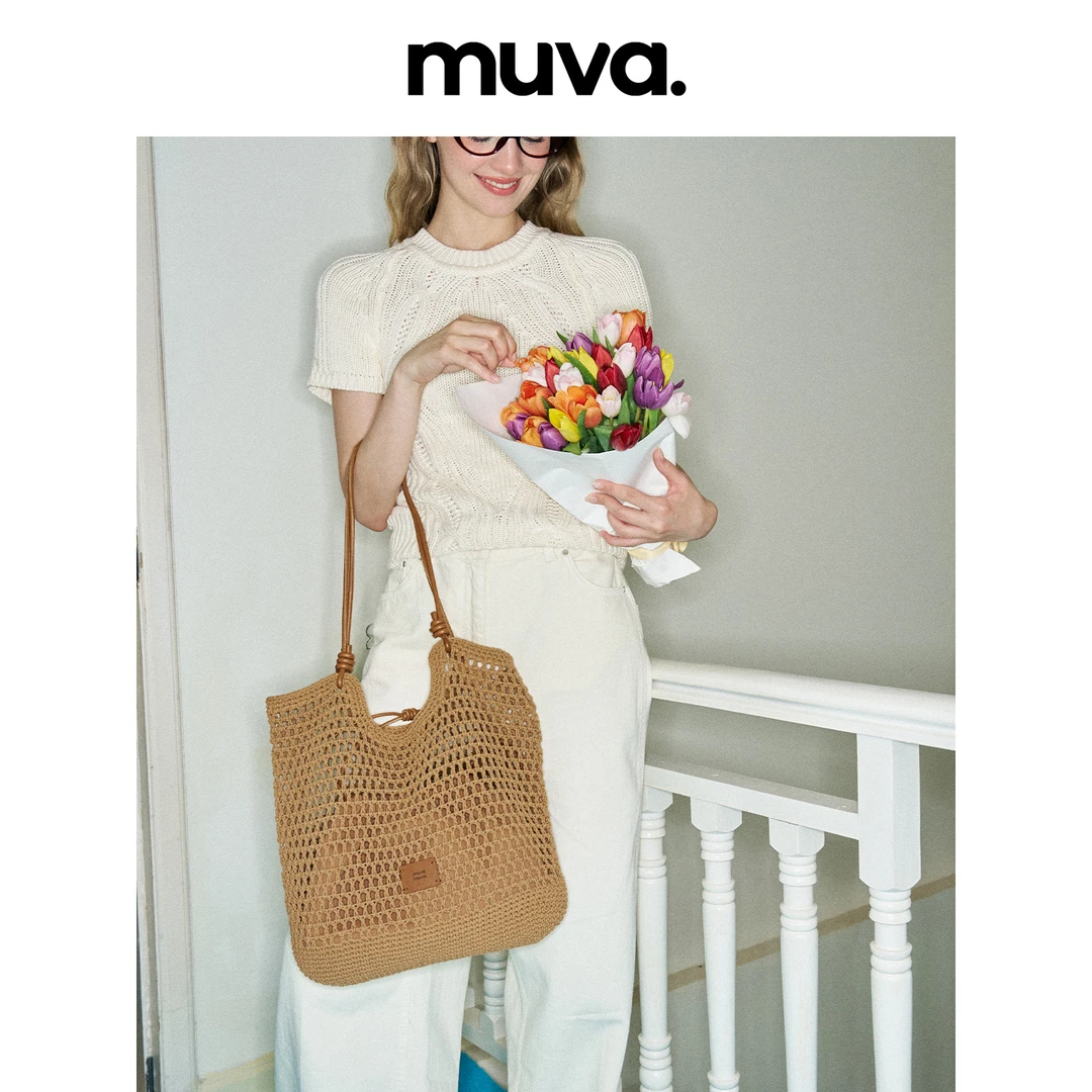MUVA沙滩编织包度假风包包单肩子母包轻便慵懒夏季钩织包5.17新品