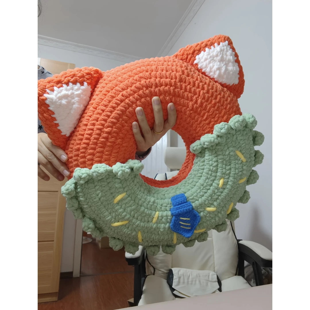 冰条粗毛线钩针朱迪尼克甜甜圈抱枕手工编织DIY材料自制居家摆件