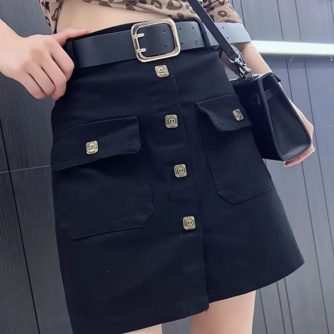 琬晴家*秋季新款半身裙女高腰防走光A字显瘦百搭裙子