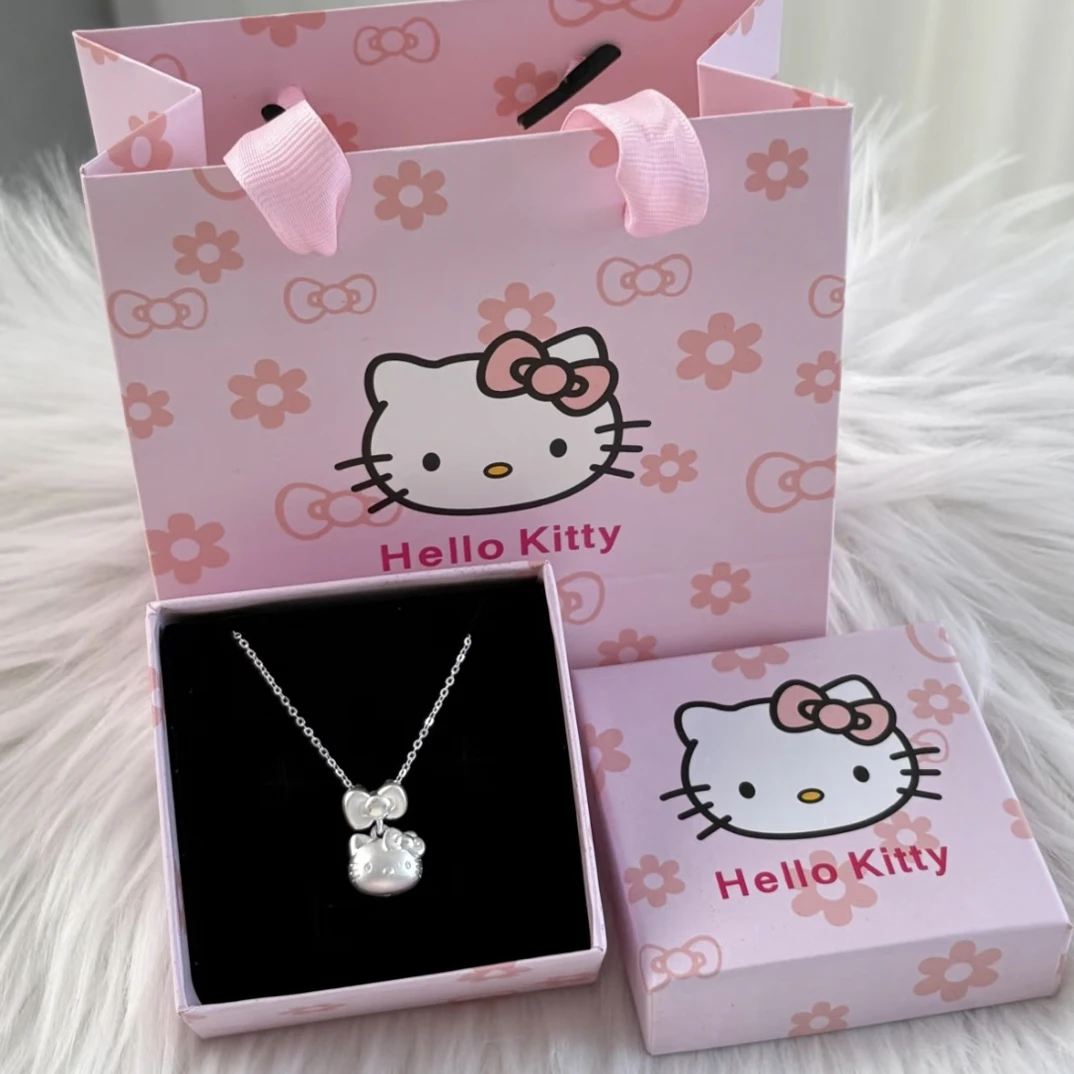 坠链均足银 纯银999Kitty猫吊坠项链饰品闺蜜送女友礼物儿童亲子