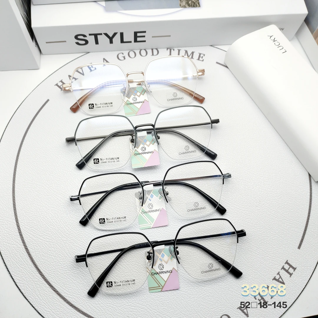 高品质复古半框记忆钛时尚钛架超轻简约