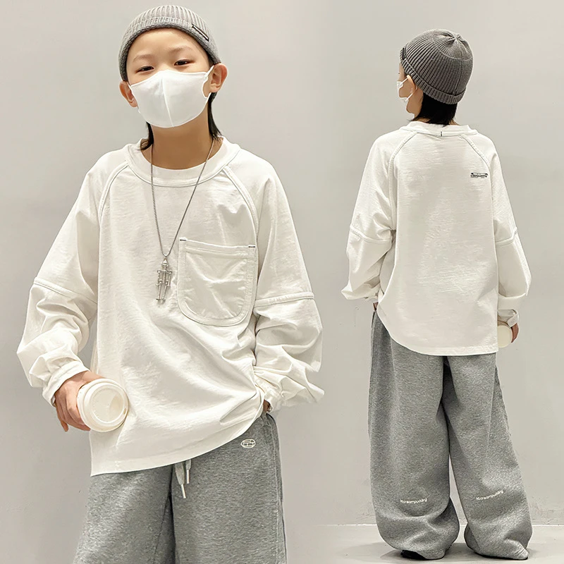 男童长袖t恤春秋款打底衫男孩宽松秋装2025新款纯棉男宝宝儿童装